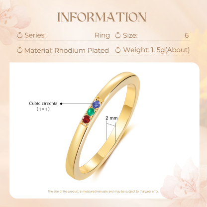 Personalised Women's Ring Custom 3 Birthstones Ring Birthday Gift for Her-Jessemade AU