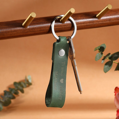 Personalised Leather Keychain Customised with 2 Names & Text Keyring Couple Keychain Gift for Him/her-Jessemade AU