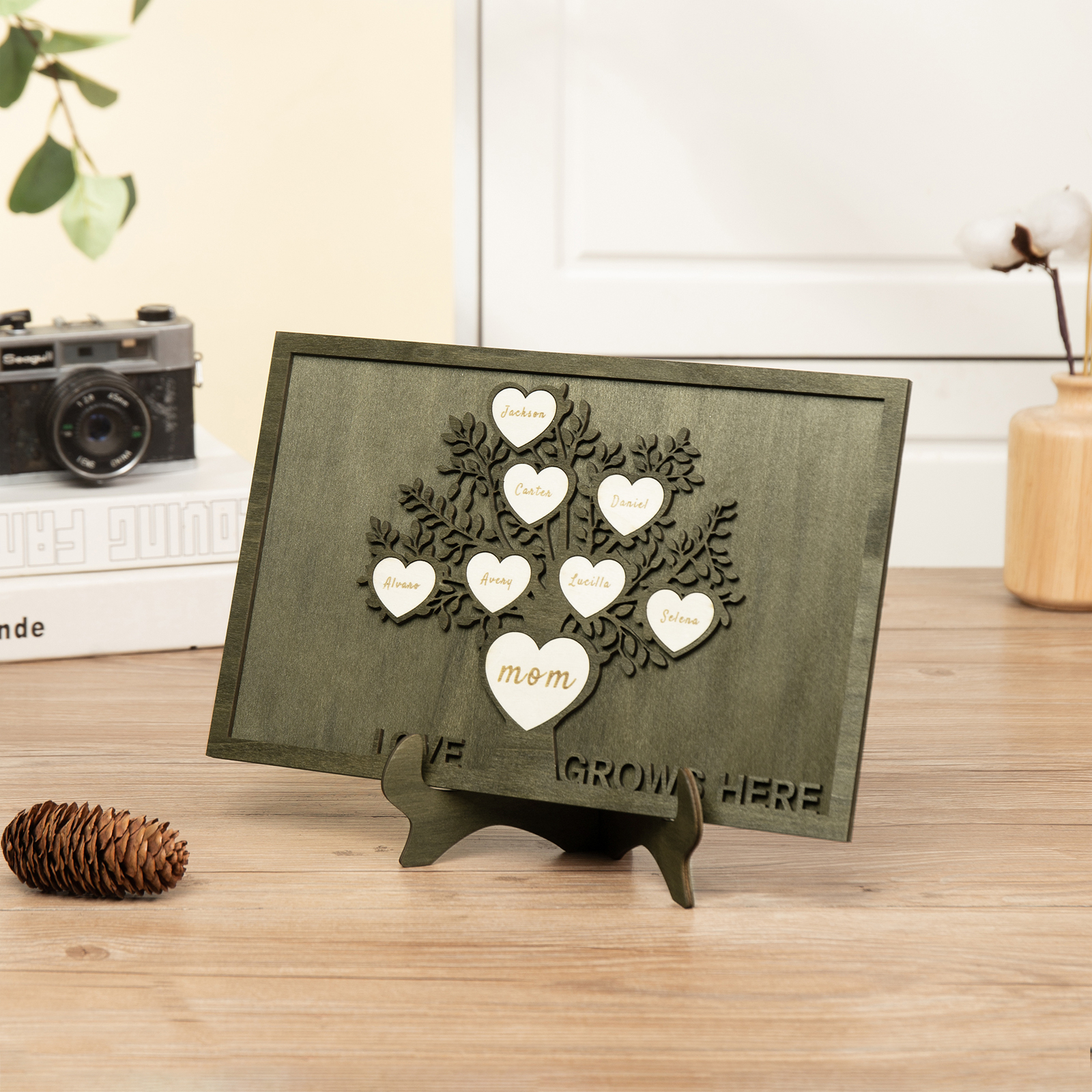 Family Tree Wood Frame Personalised Family Tree Sign Custom 8 Names Plaque-Jessemade AU