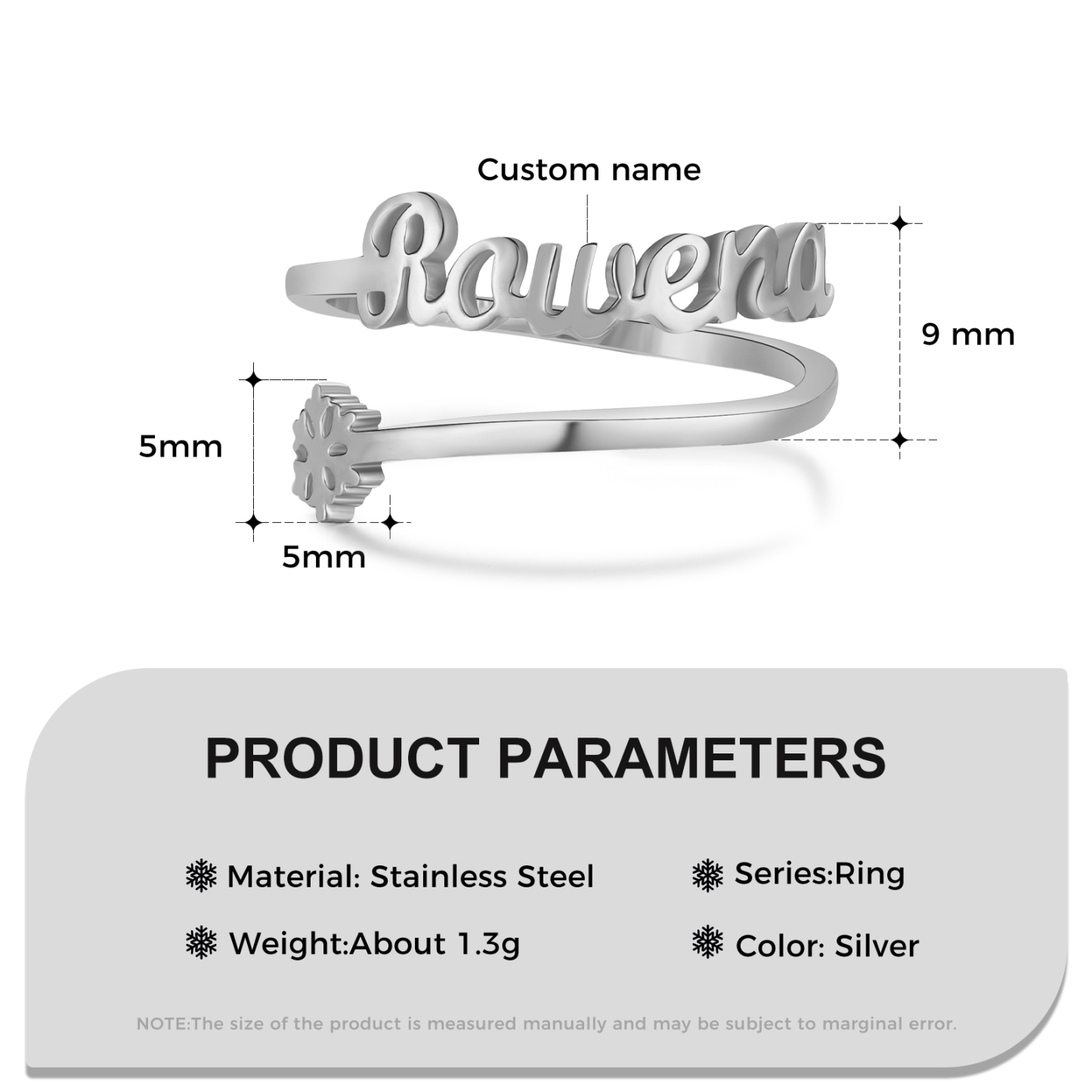 Name Ring Personalised 1 Name Adjustable Rings-Jessemade AU