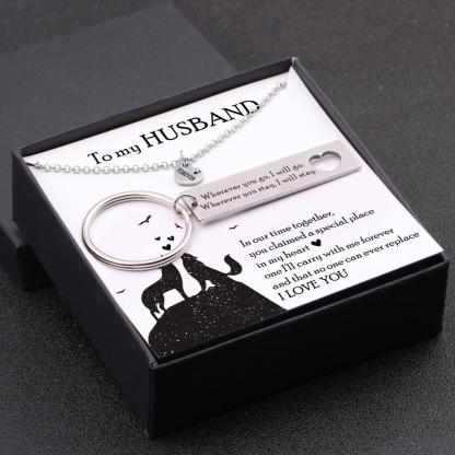 In Our Time Together, You Claimed A Special Place In My Heart, Heart Necklace & Keychain Gift Set Gifts For Husband-Jessemade AU