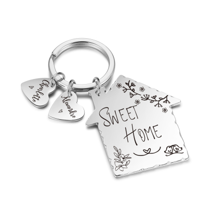 Sweet Home Keychain Customised with 2 Names Keyring Stainless Steel Personalised Gift for Couples-Jessemade AU