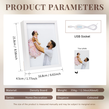 Custom Photo Night Light Frame Changeable Colour Lamp Personalised Gifts Home Decor-Jessemade AU