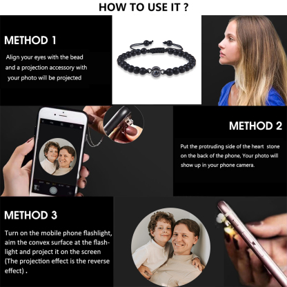 Personalised 2 Photo & 1 Letter & 1 Name Gift Set Custom Wallet & Tiger Eyes Bracelet & Pen Gift Box Set Christmas Gifts-Jessemade AU