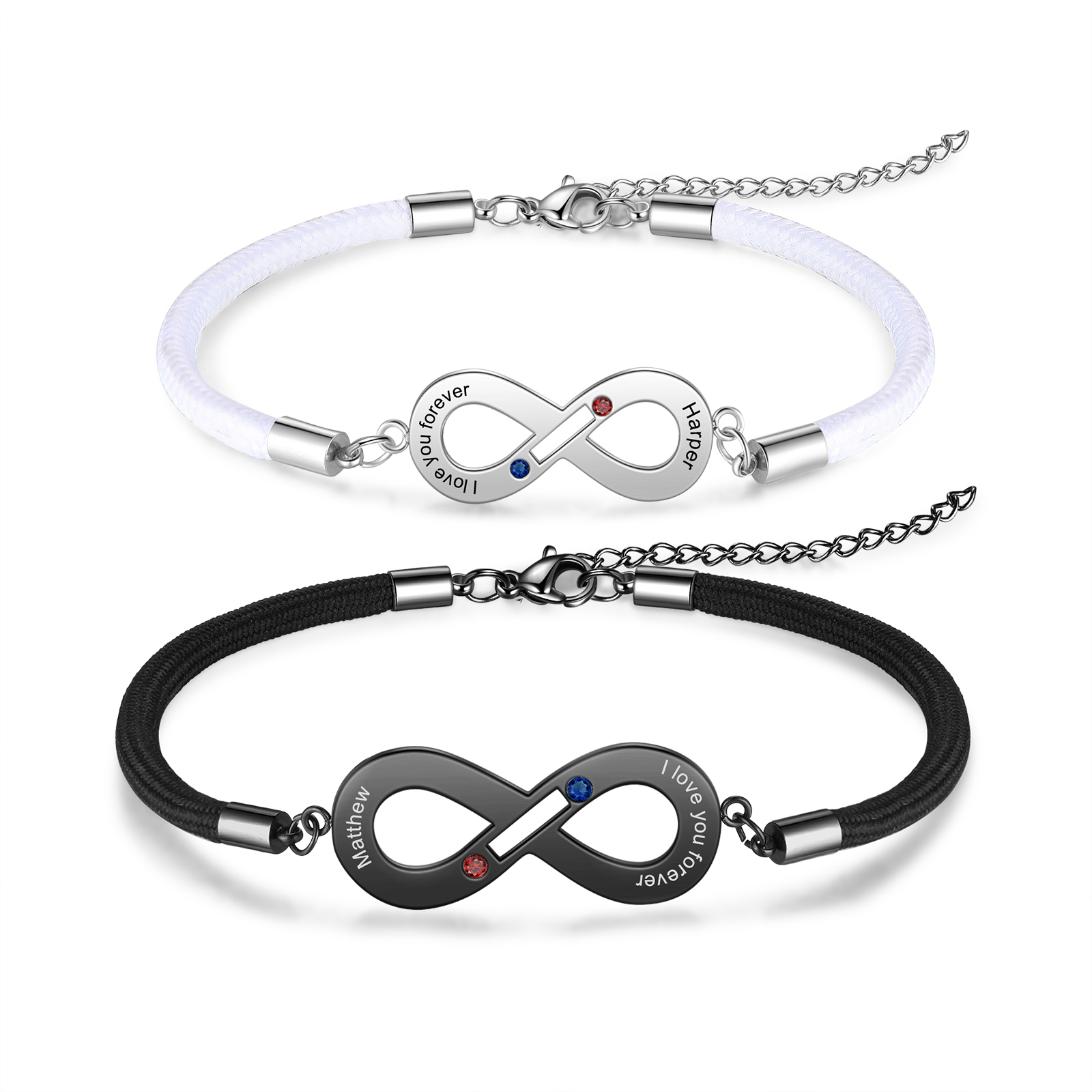 Valentine's Day Gifts 2024 Couple Infinity Bracelet Set with Birthstones-Jessemade AU