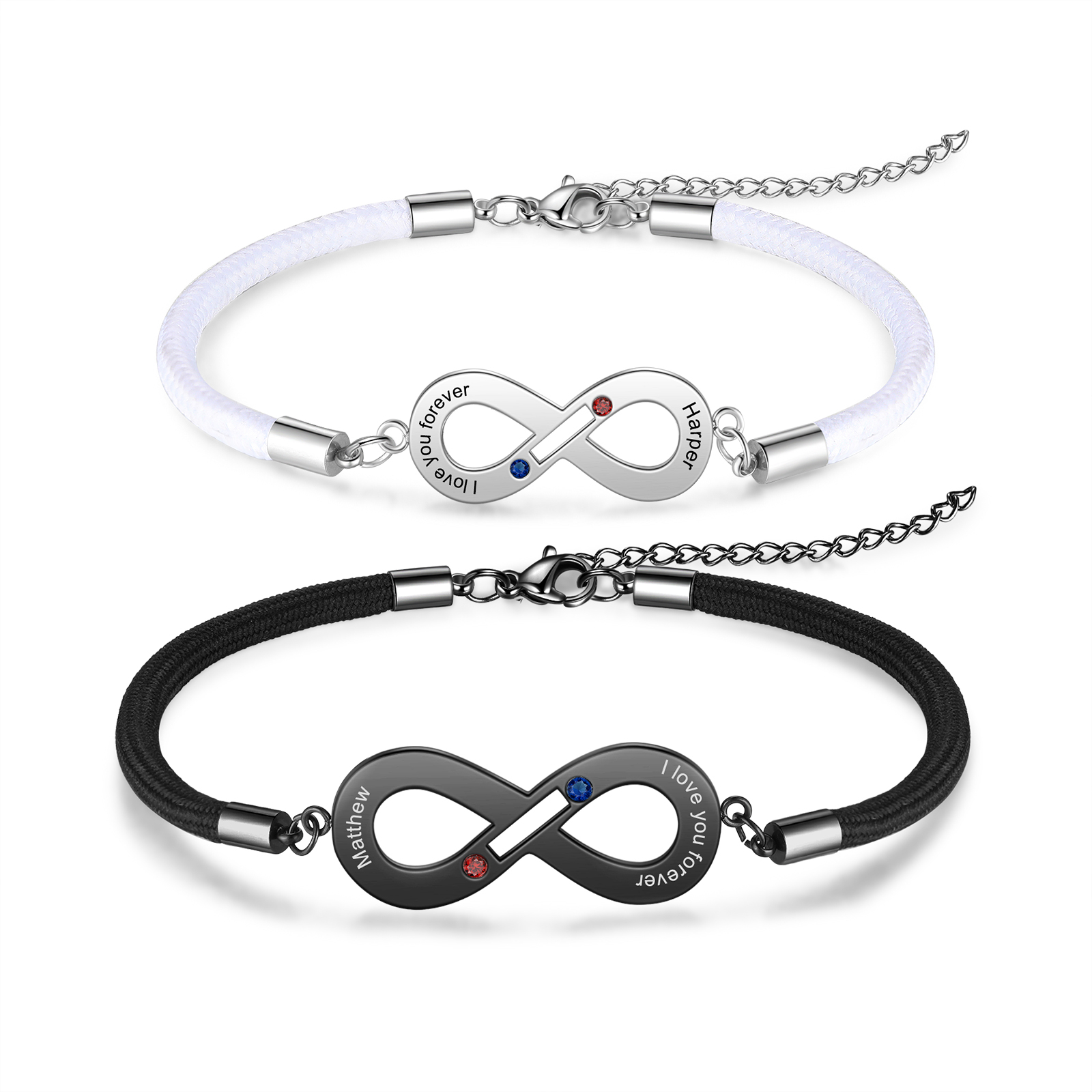 Valentine's Day Gifts 2024 Couple Infinity Bracelet Set with Birthstones-Jessemade AU