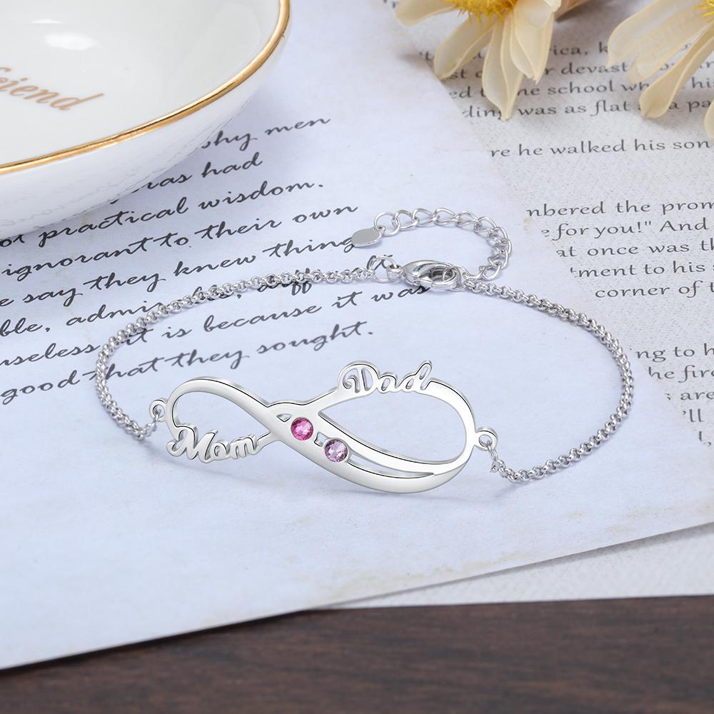 Personalised Bracelet With Birthstone Custom 2 Names Bracelet Gift For Women-Jessemade AU