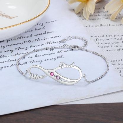 Personalised Bracelet With Birthstone Custom 2 Names Bracelet Gift For Women-Jessemade AU