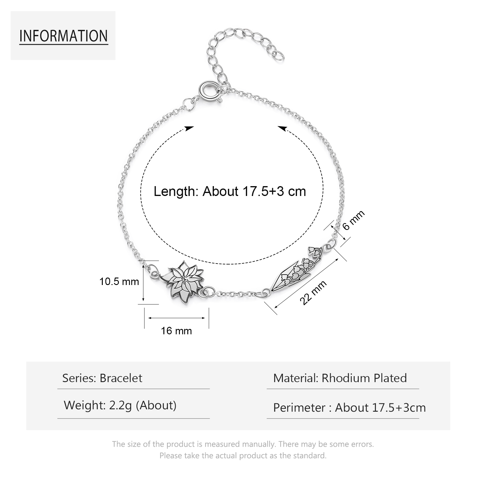 Personalised 2 Birth Flowers Elegant Woman's Bracelet-Jessemade AU