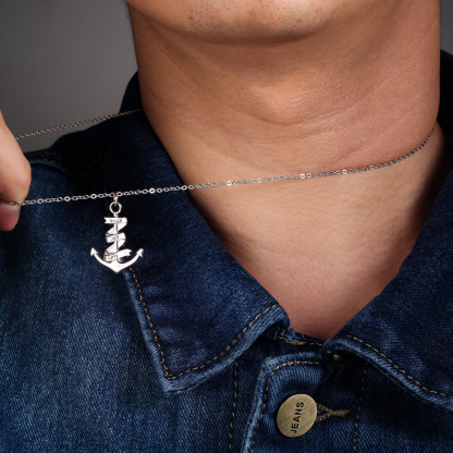 Personalised Pirate Ship Anchor Necklace Engrave 3 Names Necklace For Dad-Jessemade AU