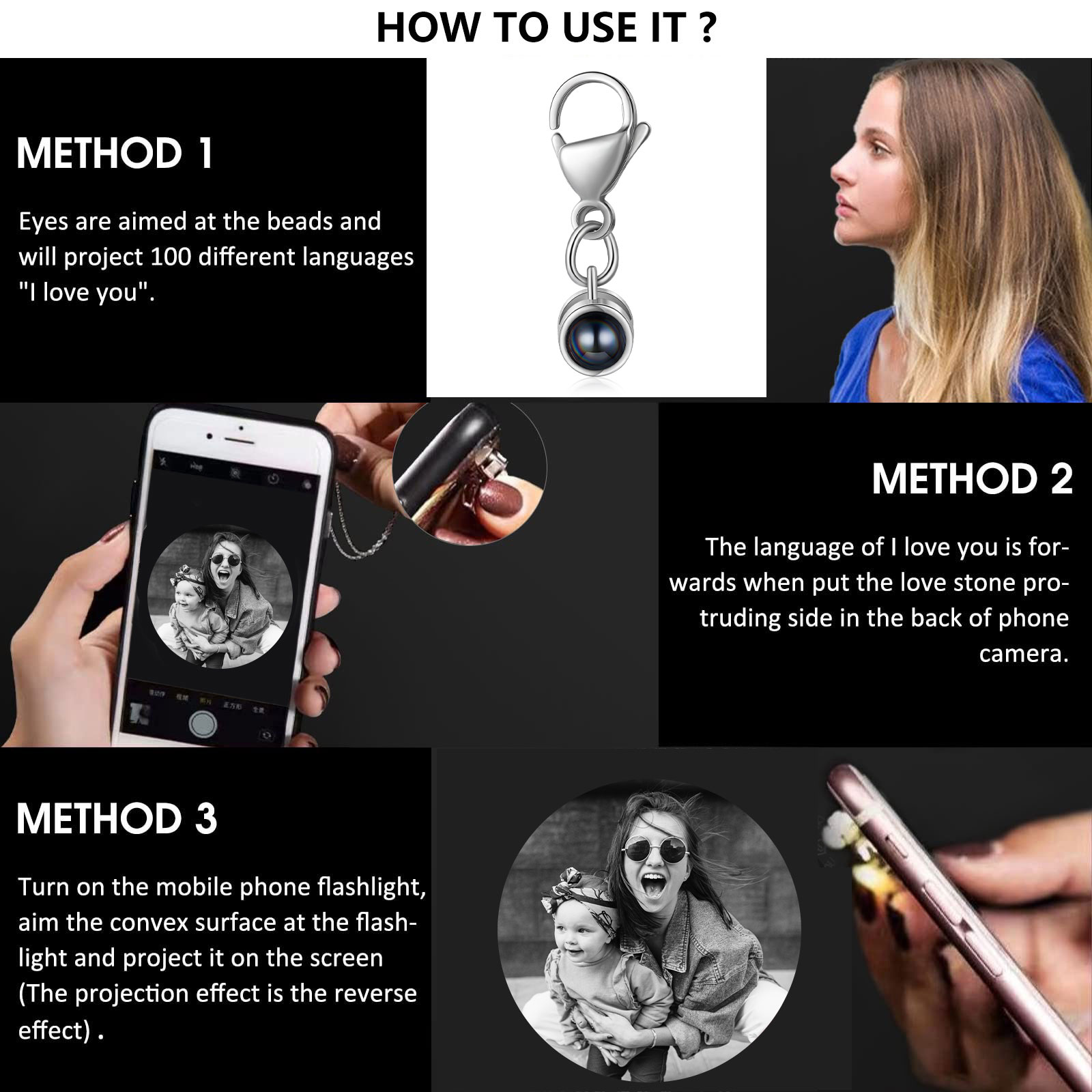 Personalised Projection Keychain Custom Photo Keyring Gift For Family/Friend/Couple-Jessemade AU