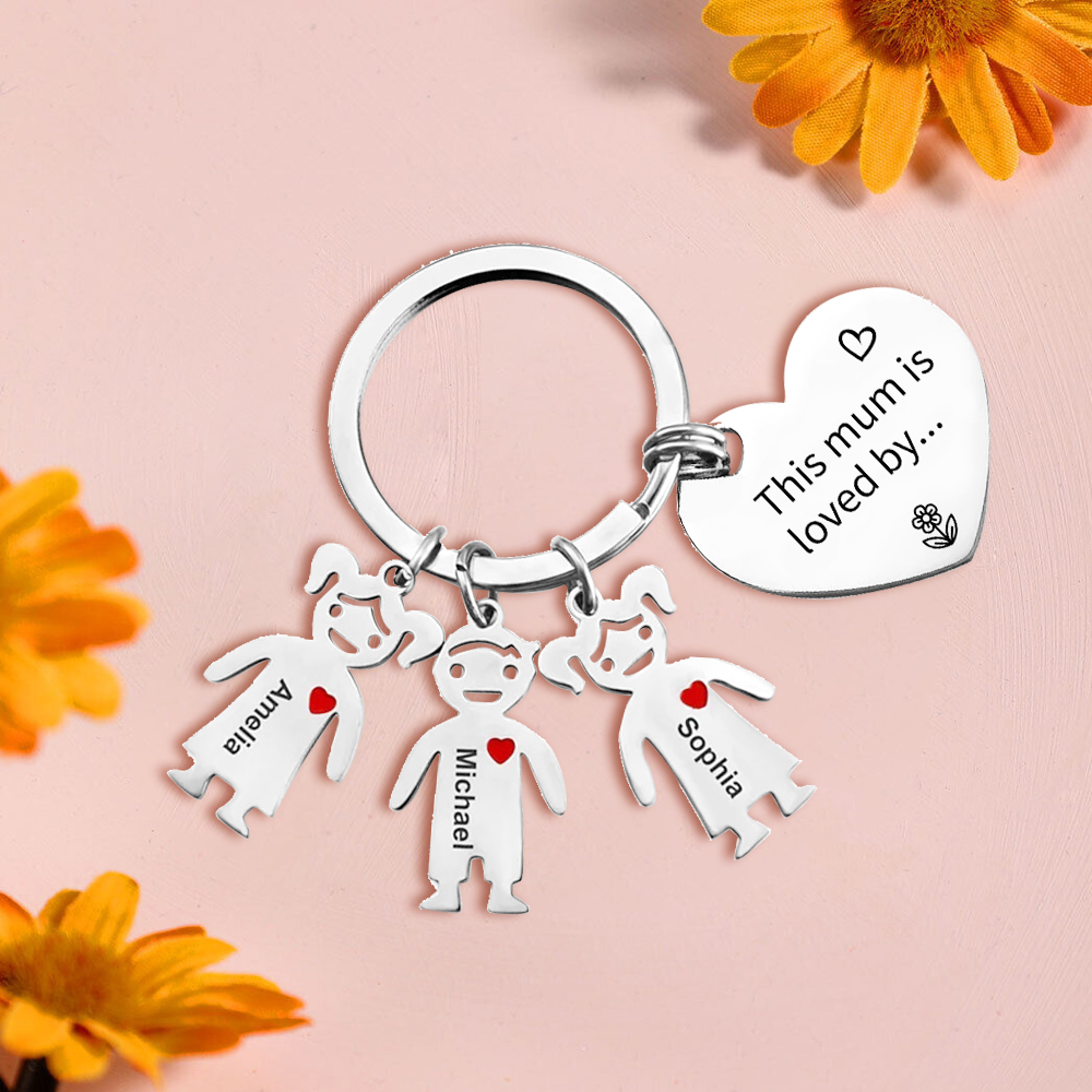 3 Names - Personalised Keychain with Kid Charm Engraved Names Keychain Mother's Day Gift for Mum-Jessemade AU