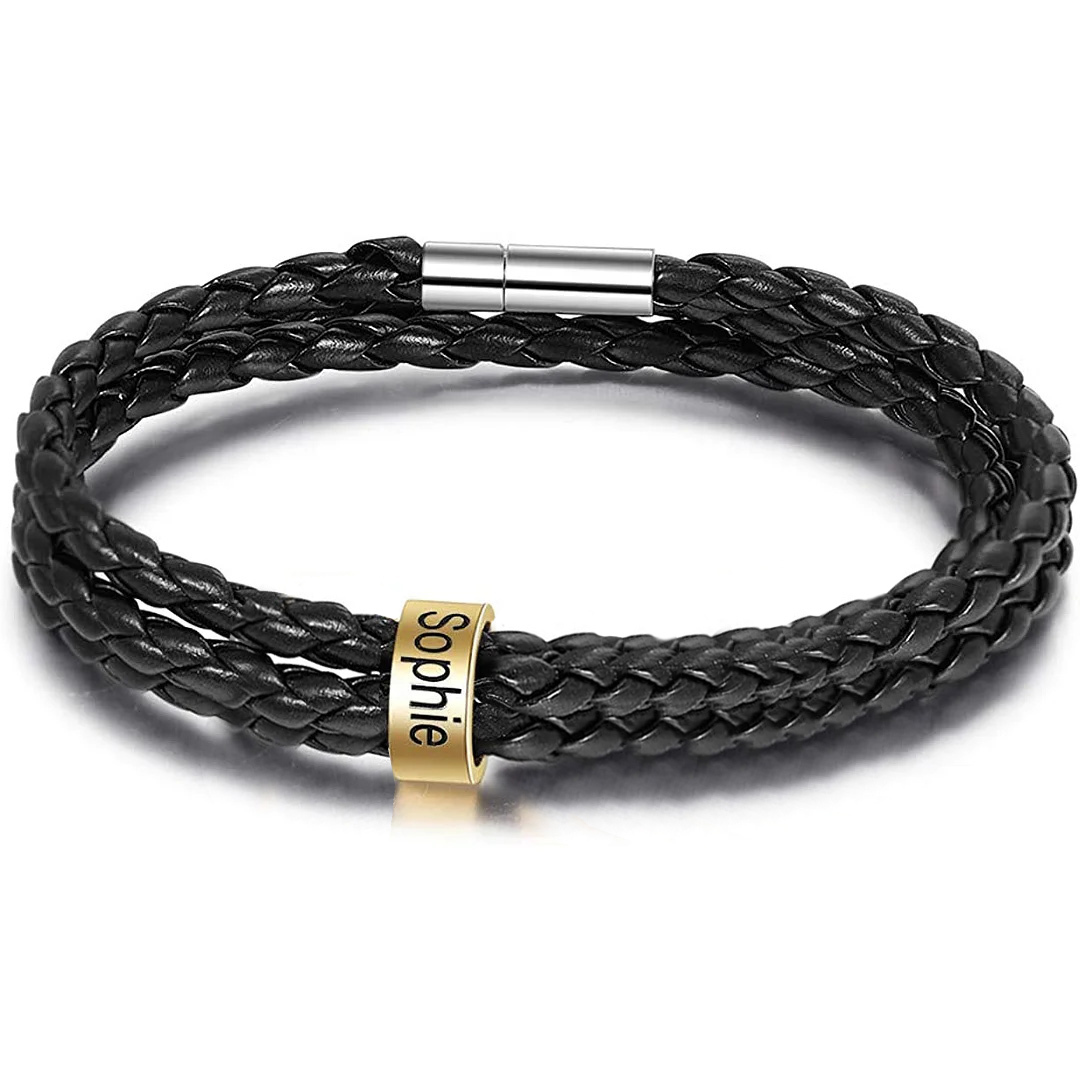 Men Braided Leather Bracelets with 1 Bead Bracelet Gifts for Him-Jessemade AU