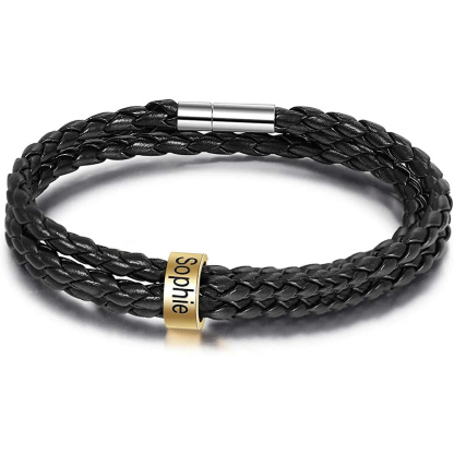 Men Braided Leather Bracelets with 1 Bead Bracelet Gifts for Him-Jessemade AU