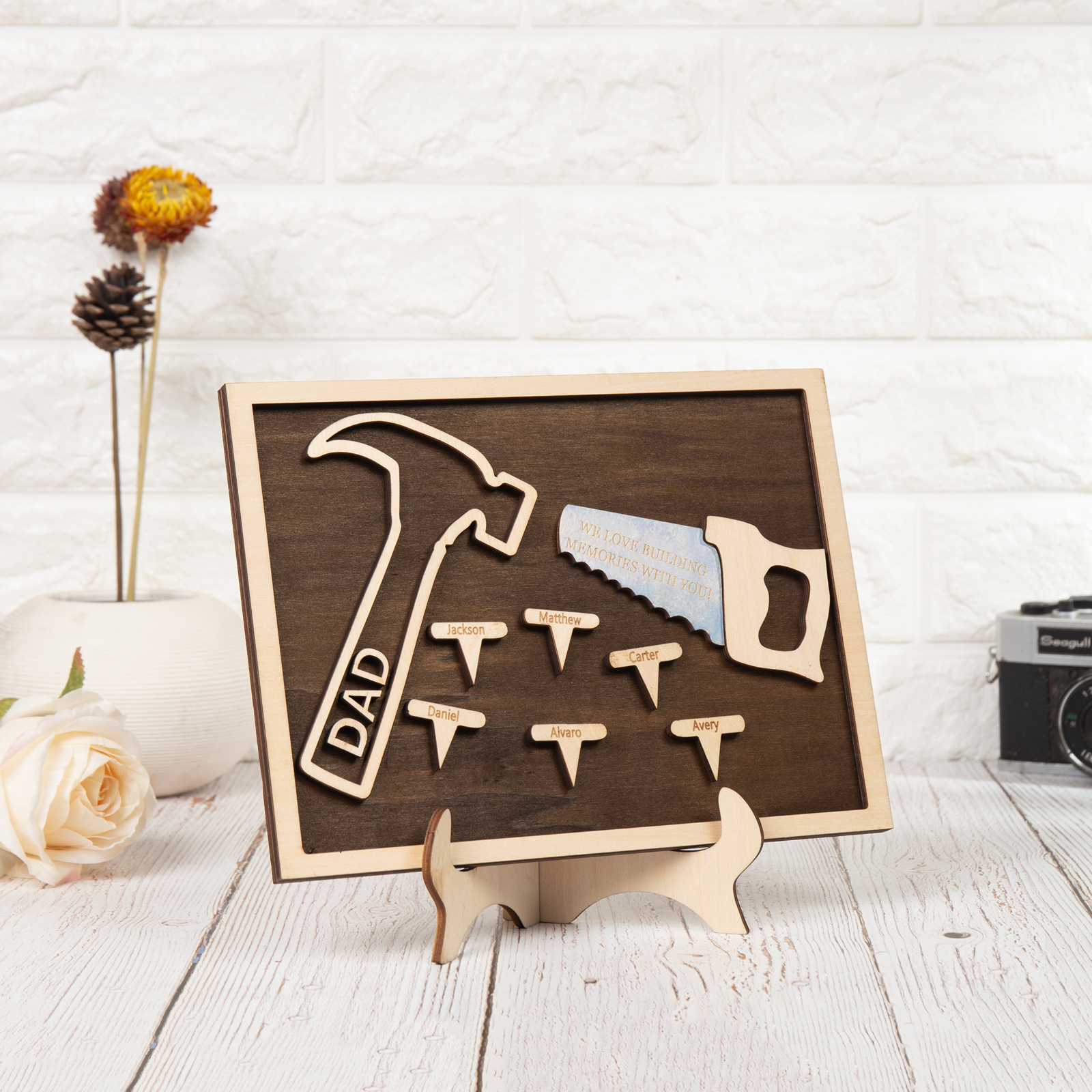 Dad Tool Set Wood Signs Custom 6 Names Father’s Day Handyman Construction Dad Sign-Jessemade AU