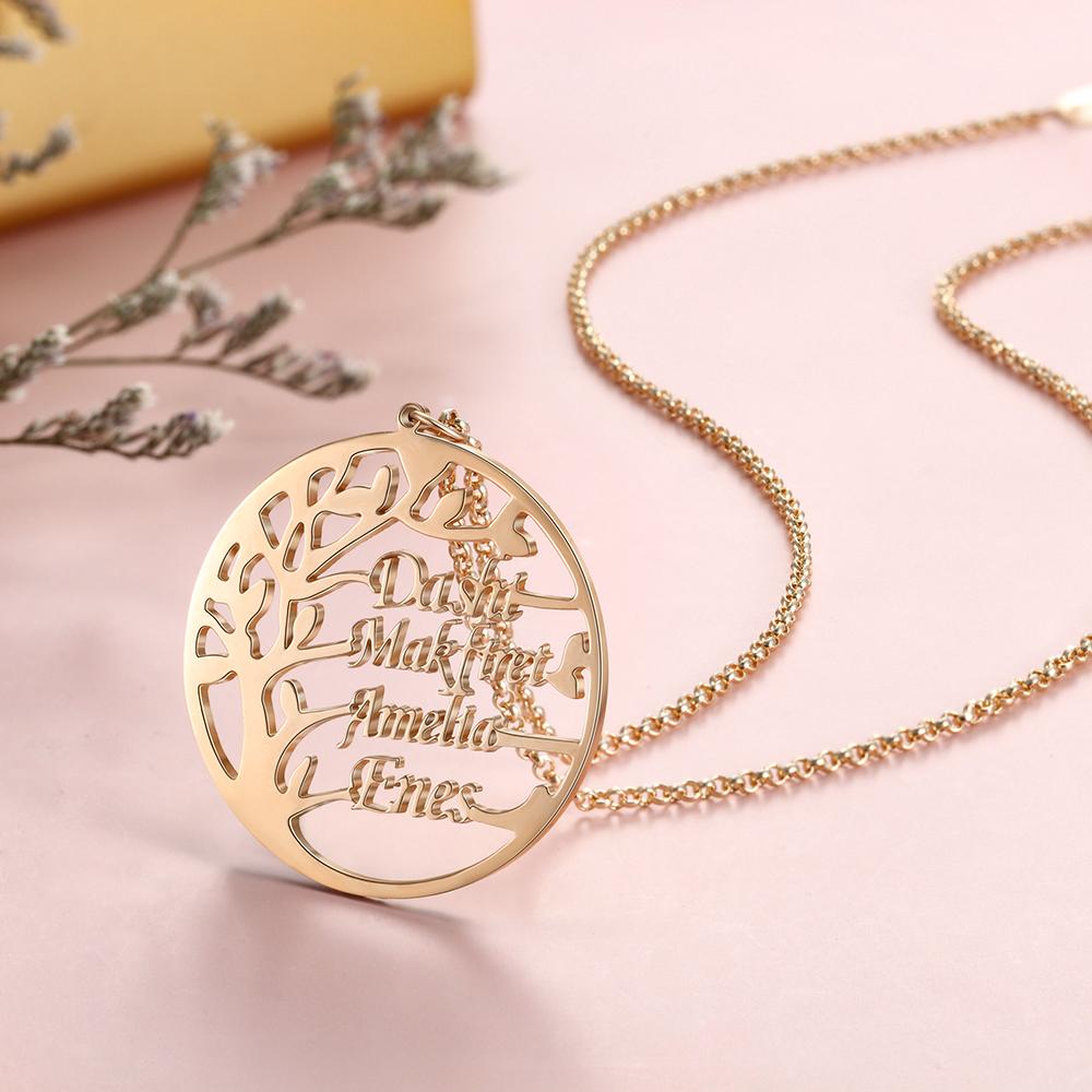 Family Tree Custom 4 Names Sterling Silver Tree-Jessemade AU