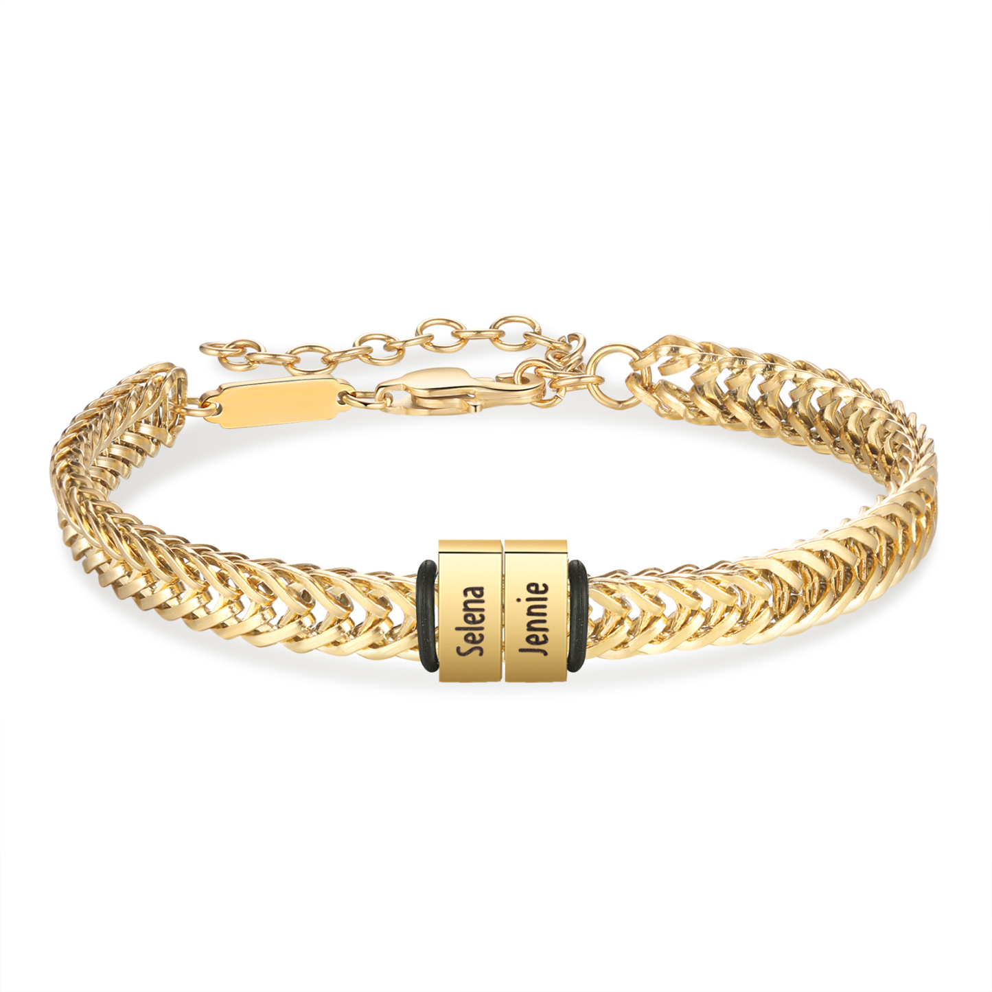 Personalised Men's Beaded Bracelet Custom 3 Names Adjustable Bracelets Stainless Steel Gifts for Him-Jessemade AU