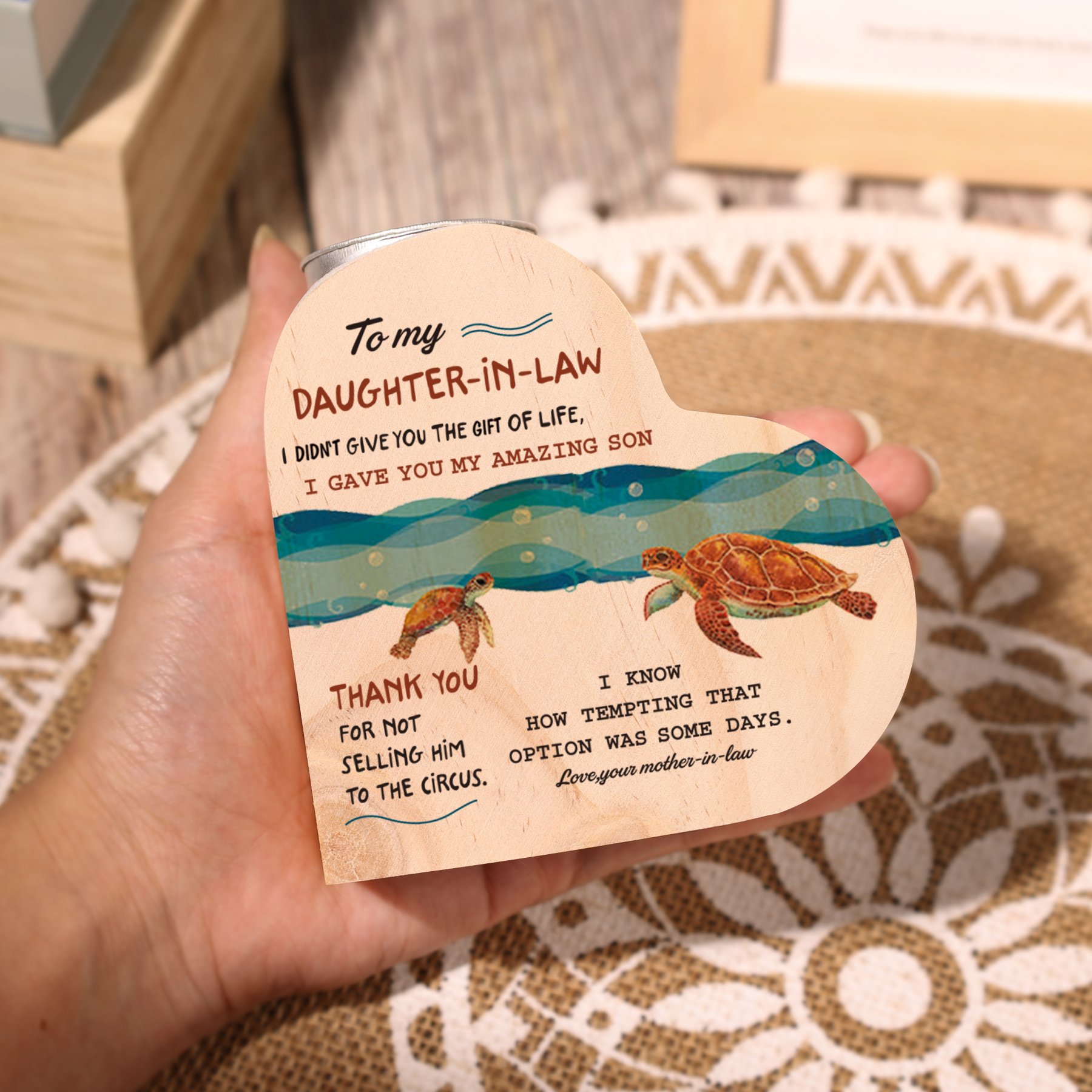 To My Daughter-in-law Wooden Heart Candle Holder "I didn't give you the gift of life" Gifts For Daughter-Jessemade AU