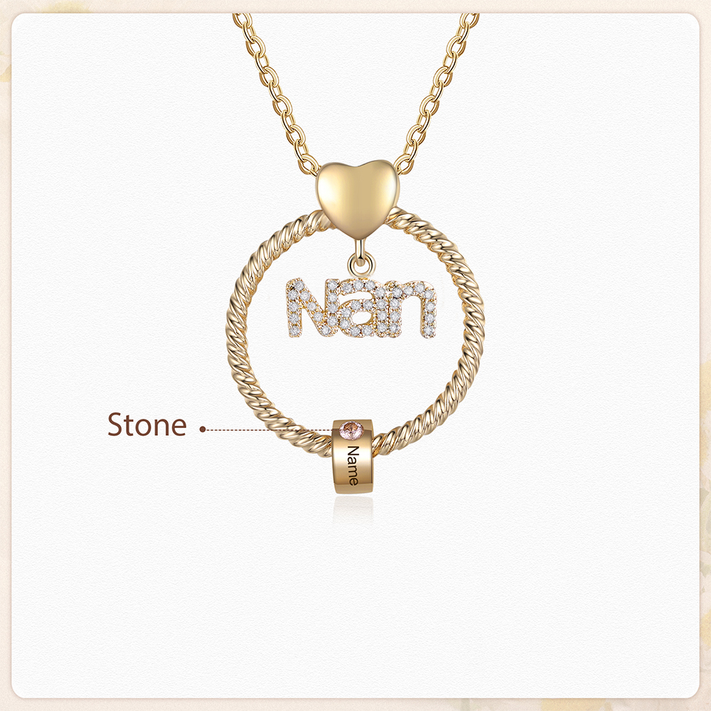 1 Name - Personalised Nan Necklace Custom Names & Birthstones Circle Pendant Necklace Gift for Grandma Nanna-Jessemade AU