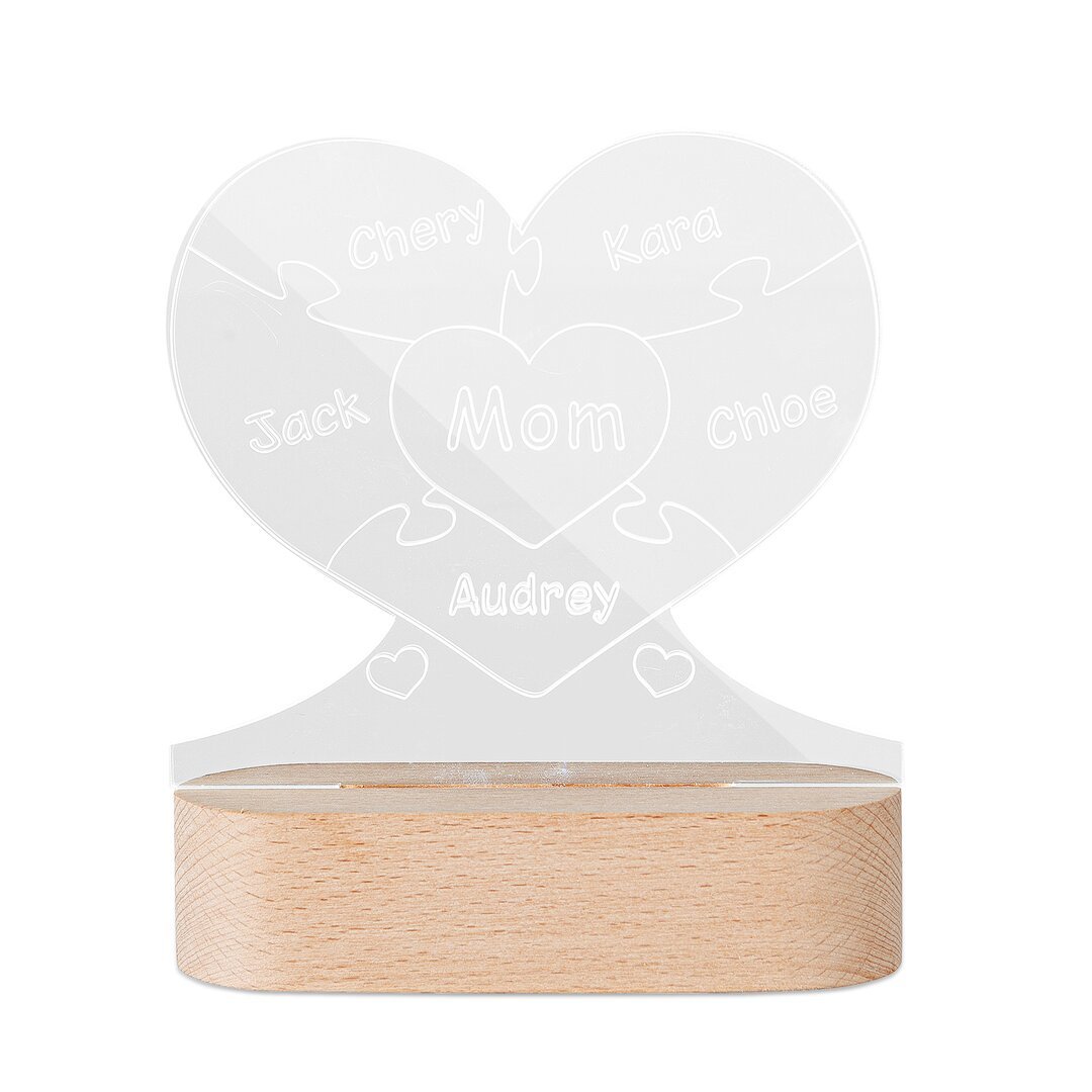 Custom Puzzle Night Light Engraved 5 Names Home Decoration Family Gifts-Jessemade AU