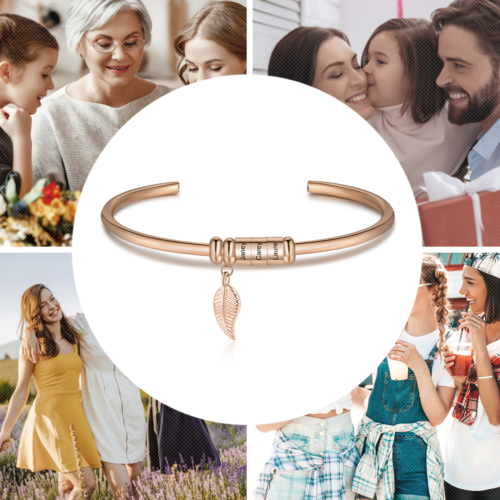 3 Beads Bracelet with a leaf-Jessemade AU