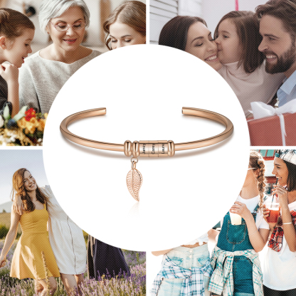3 Beads Bracelet with a leaf-Jessemade AU
