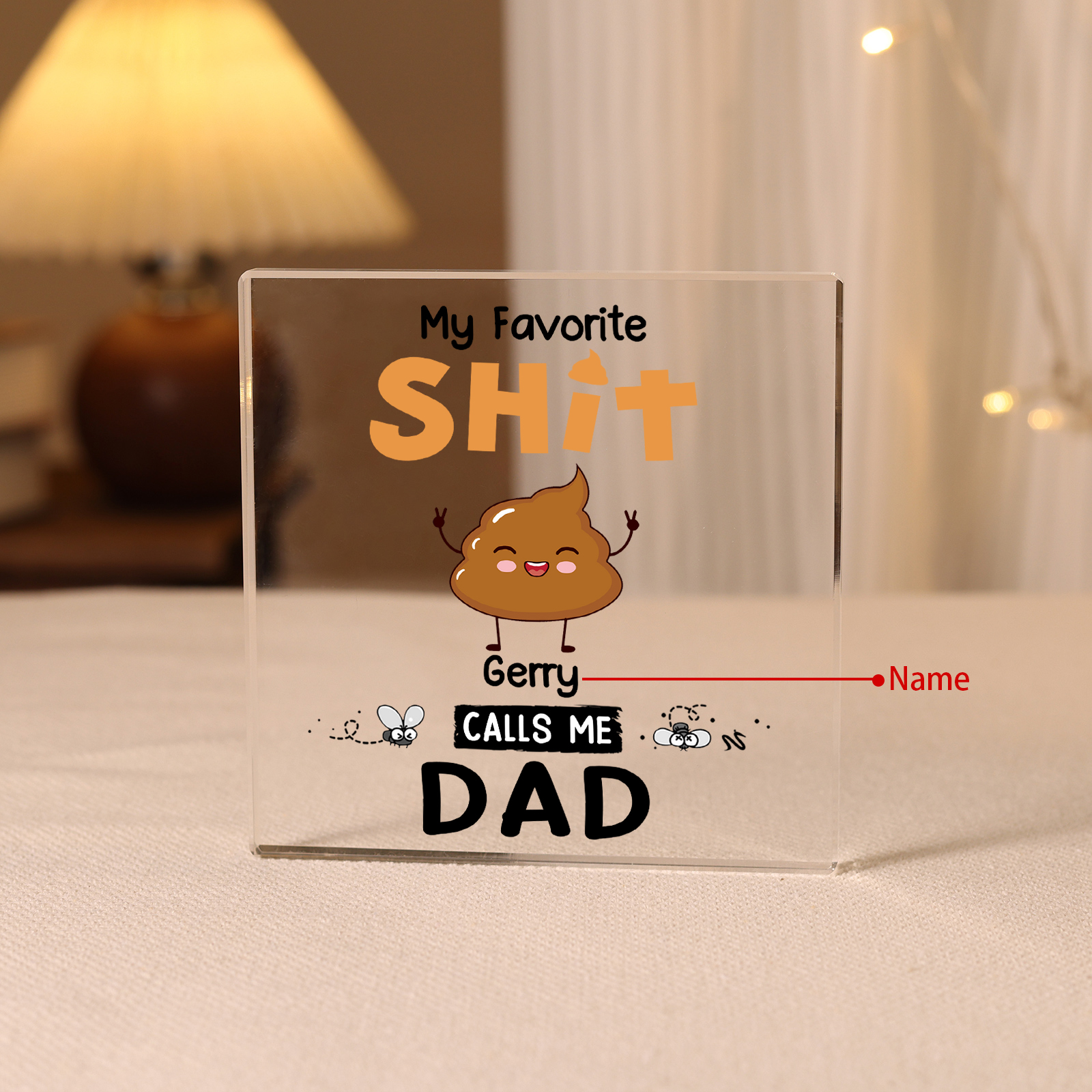 1 Name - Personalised Acrylic Square Keepsake Funny Rectangle Plaque Father's Day Creative Gift for Dad-Jessemade AU