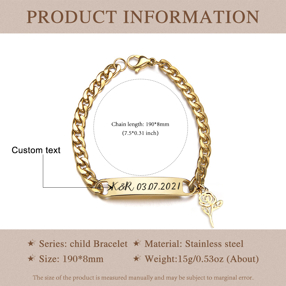 Personalised Name Bracelet Rose Bracelet Customised Child Bracelet Baby Gift-Jessemade AU