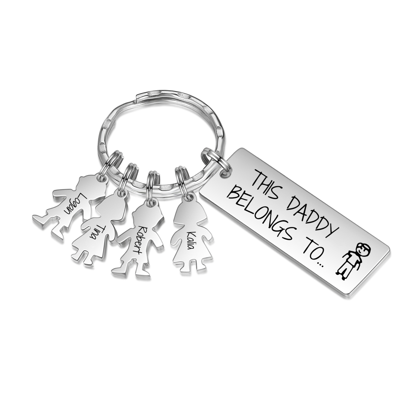 Personalised Keychain with 4 Kid Charms Father's Day Gift "This Daddy Belongs To" Custom Family Keyring-Jessemade AU