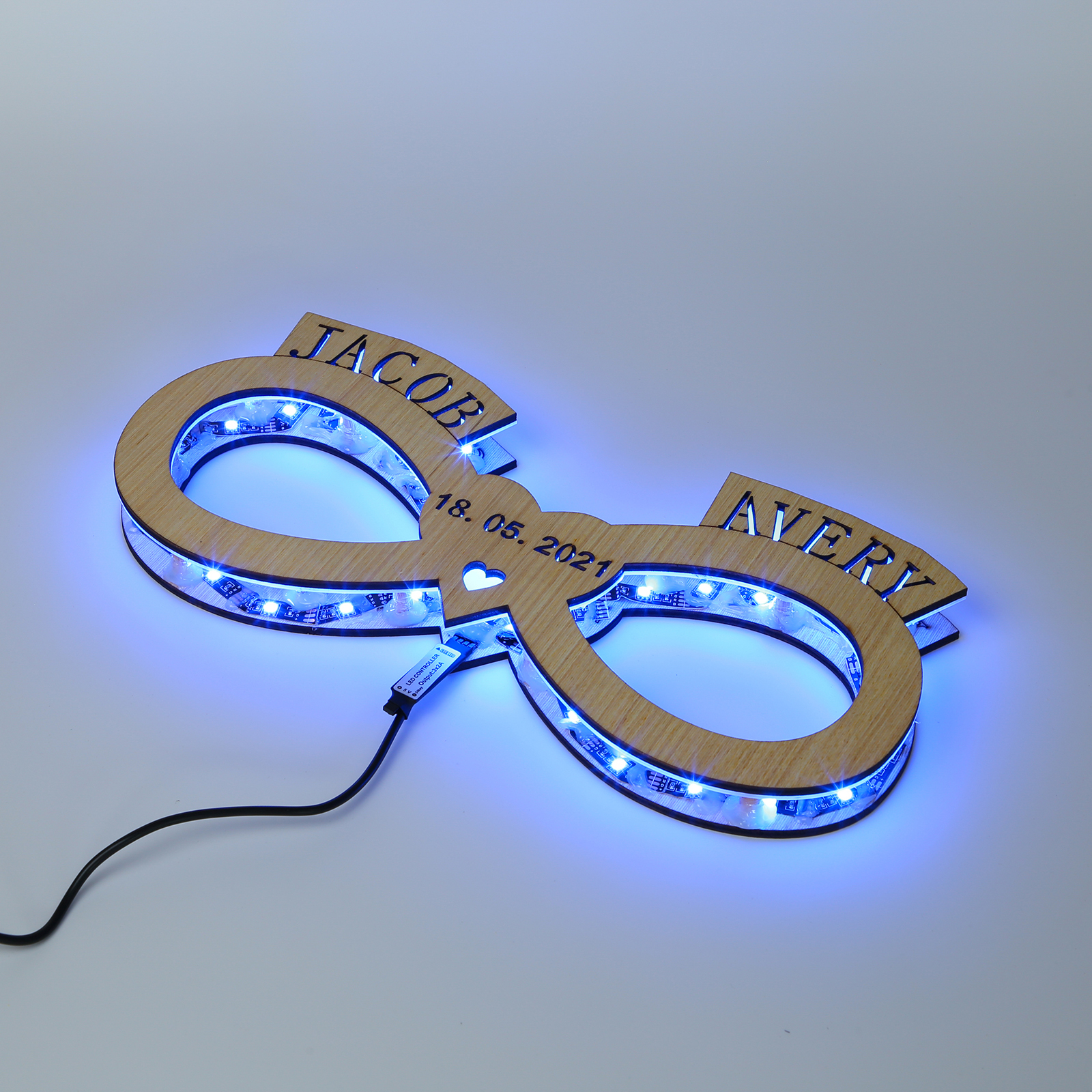 Custom Infinity Name Night Light Engraved Wood Lamp-Jessemade AU