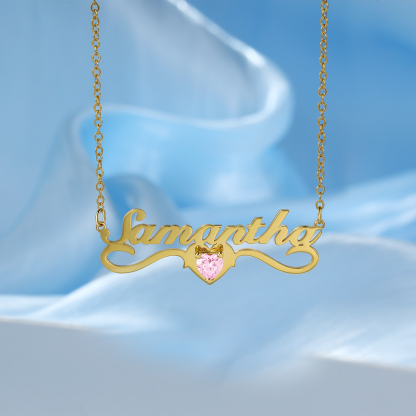 Personalised Women's Necklace Customised Name & Birthstone Necklace Birthday Gift for Her-Jessemade AU