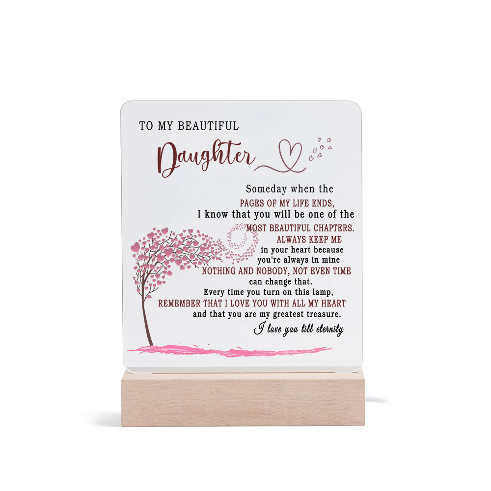 To My Beautiful Daughter Acrylic Night Light "I Love You Till Eternity" LED Lamp Heartwarming Gifts-Jessemade AU