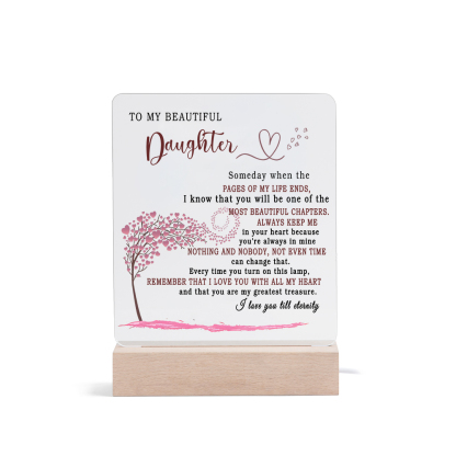 To My Beautiful Daughter Acrylic Night Light "I Love You Till Eternity" LED Lamp Heartwarming Gifts-Jessemade AU