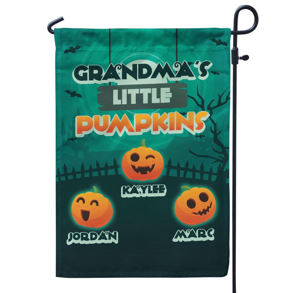 Personalised Halloween Garden Flag Custom 3 Names Flag "Grandma's Little Pumpkins"-Jessemade AU
