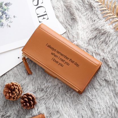 Personalised Leather Wallet Engraved Photo Long Purse Folding Wallet Gifts For Women-Jessemade AU