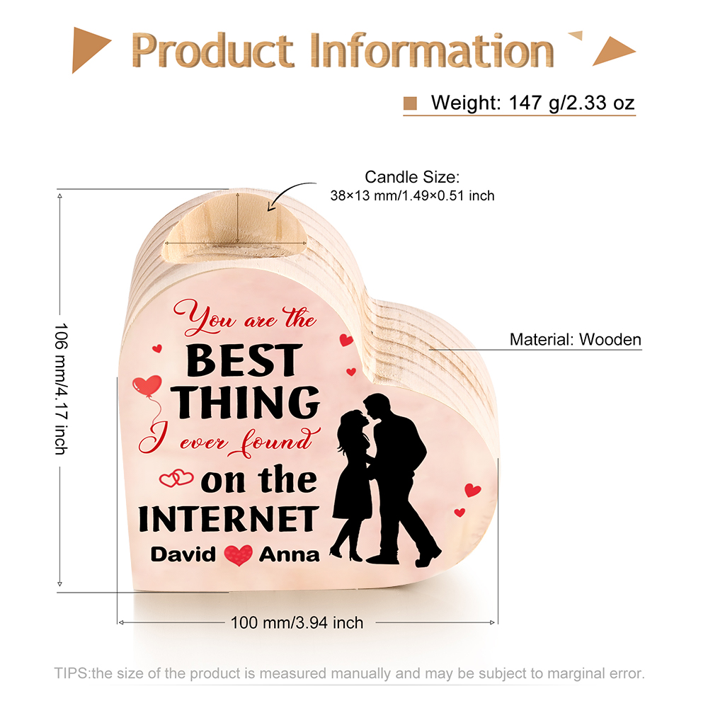 Couple Candle Holder Custom 2 Names Wooden Candlesticks Valentine's Day Gifts - You're The Best Thing I Ever Found On The Internet-Jessemade AU