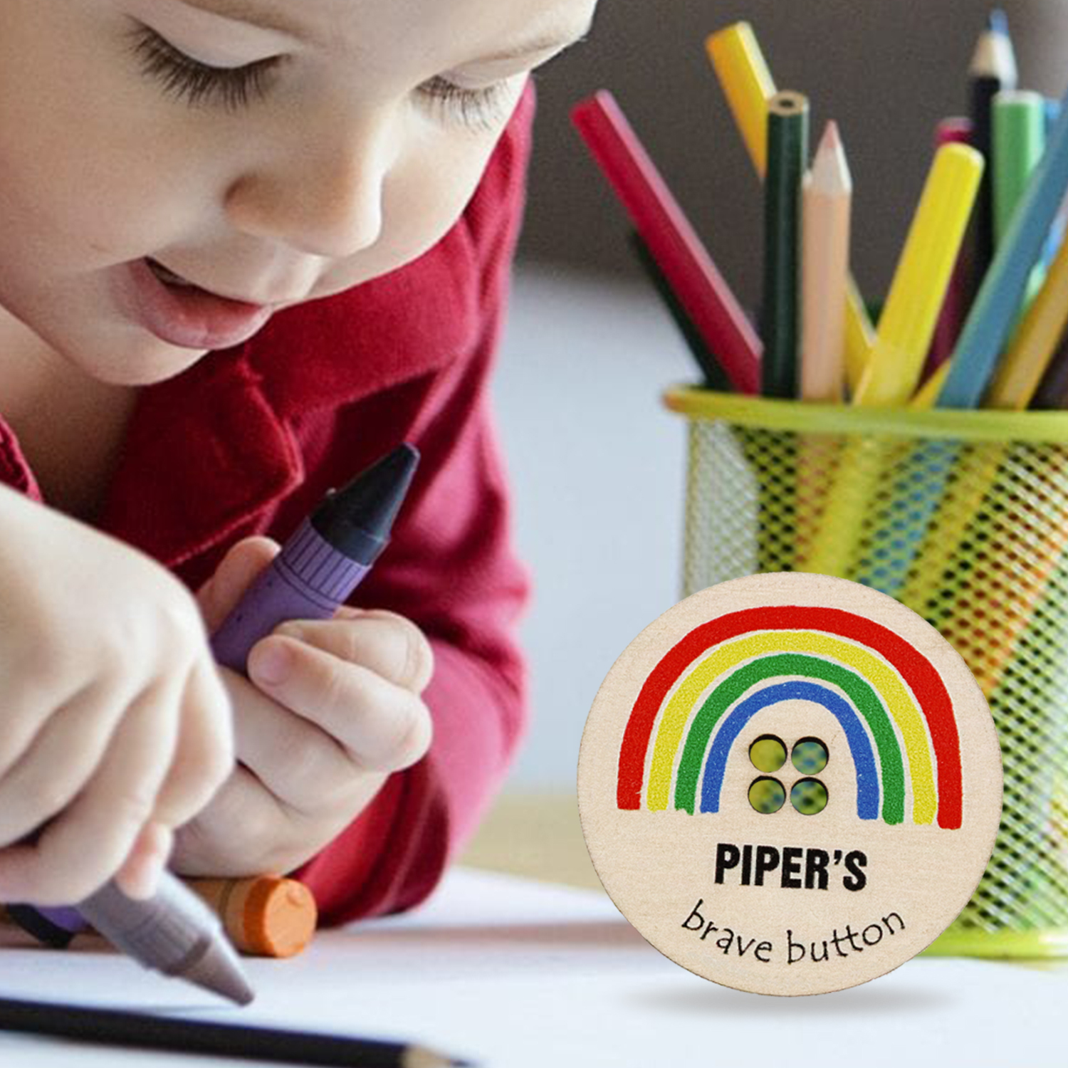 Children Rainbow Brave Buttons Custom A Name Back to School Gifts for Kids-Jessemade AU