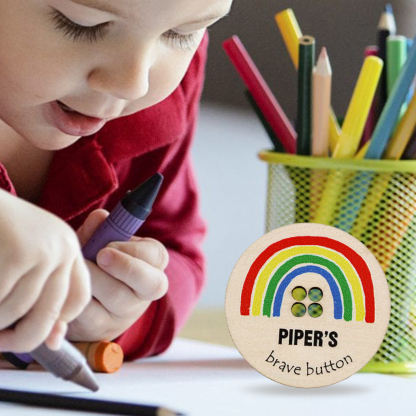 Children Rainbow Brave Buttons Custom A Name Back to School Gifts for Kids-Jessemade AU