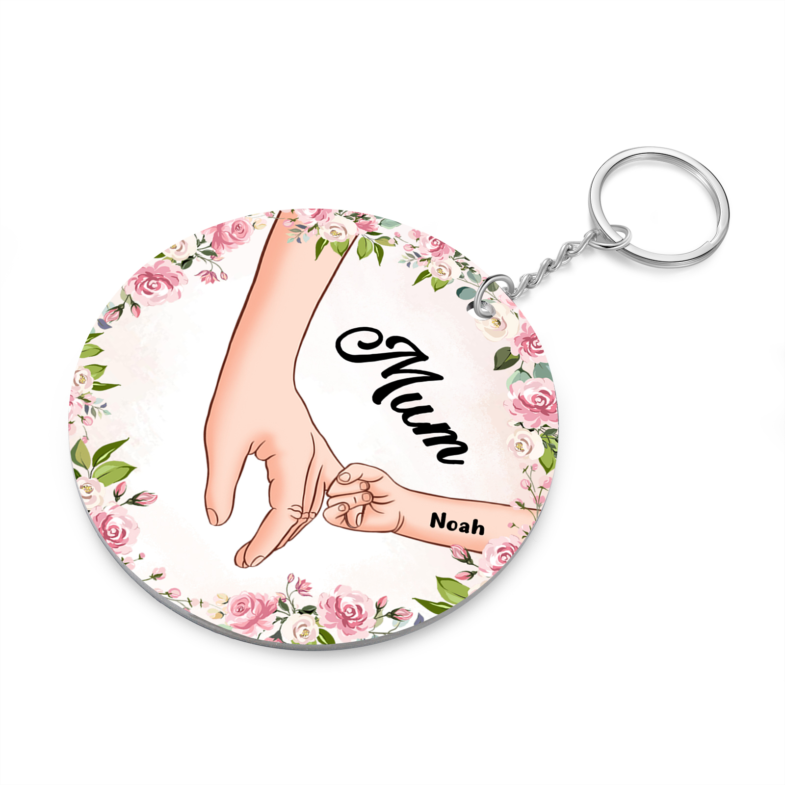 1 Name - Personalised Acrylic Keychain Custom 1 Text Holding Hands Family Hanging Ornaments Gift for Mum/Grandma-Jessemade AU