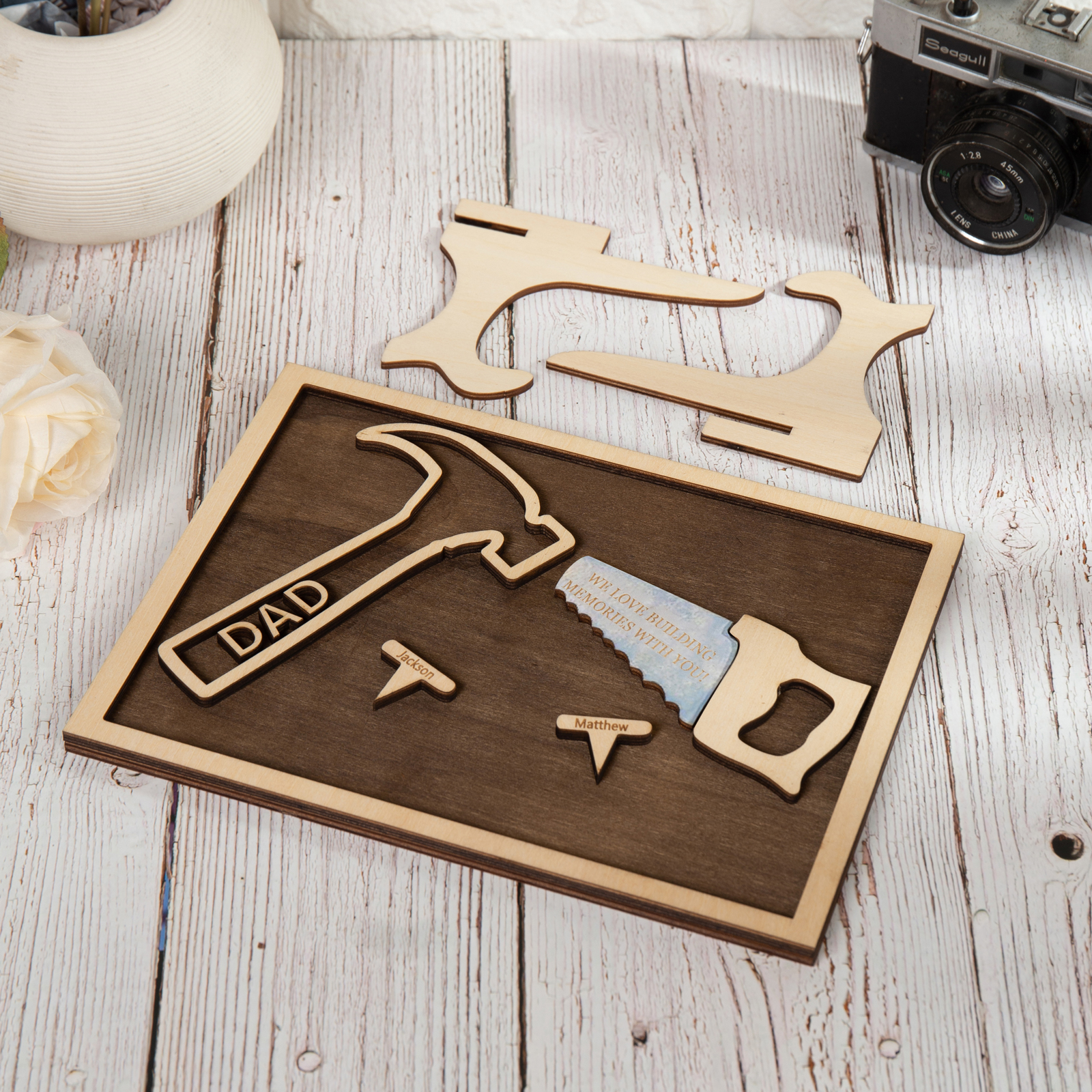 Dad Tool Set Wood Signs Custom 2 Names Father’s Day Handyman Construction Dad Sign-Jessemade AU