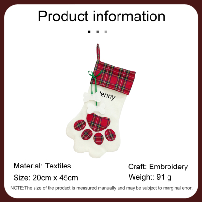 Christmas Dog Paw Stockings Personalised Name Stockings Decoration-Jessemade AU