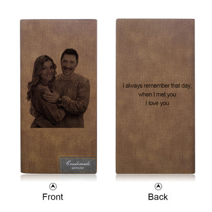Personalised Leather Wallet Engraved Photo Long Purse Gifts For Men-Jessemade AU