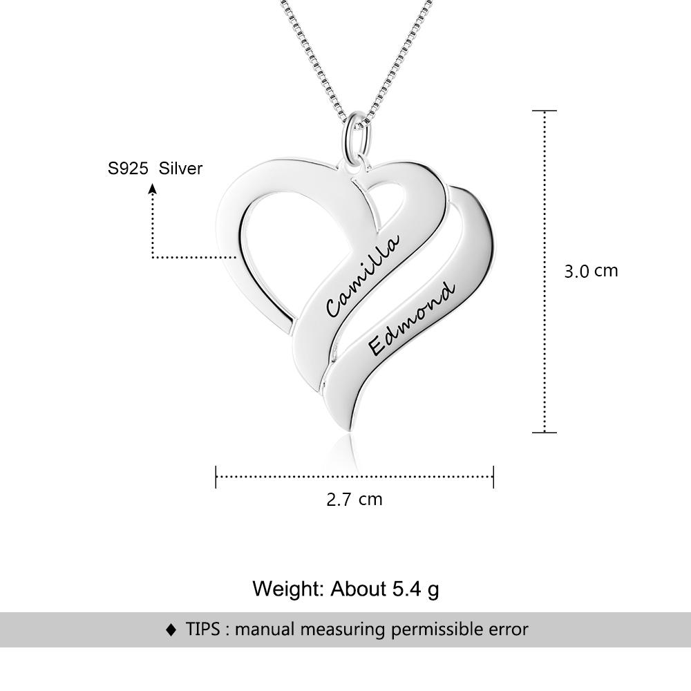 Personalised Double Heart Pendant 2 Names Necklace-Jessemade AU