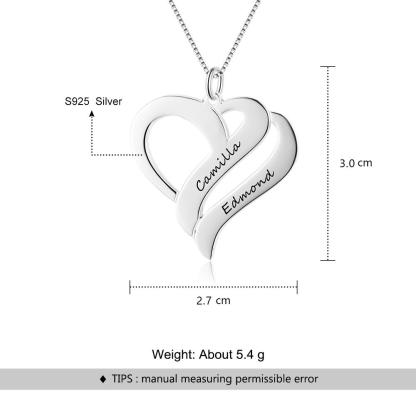 Personalised Double Heart Pendant 2 Names Necklace-Jessemade AU