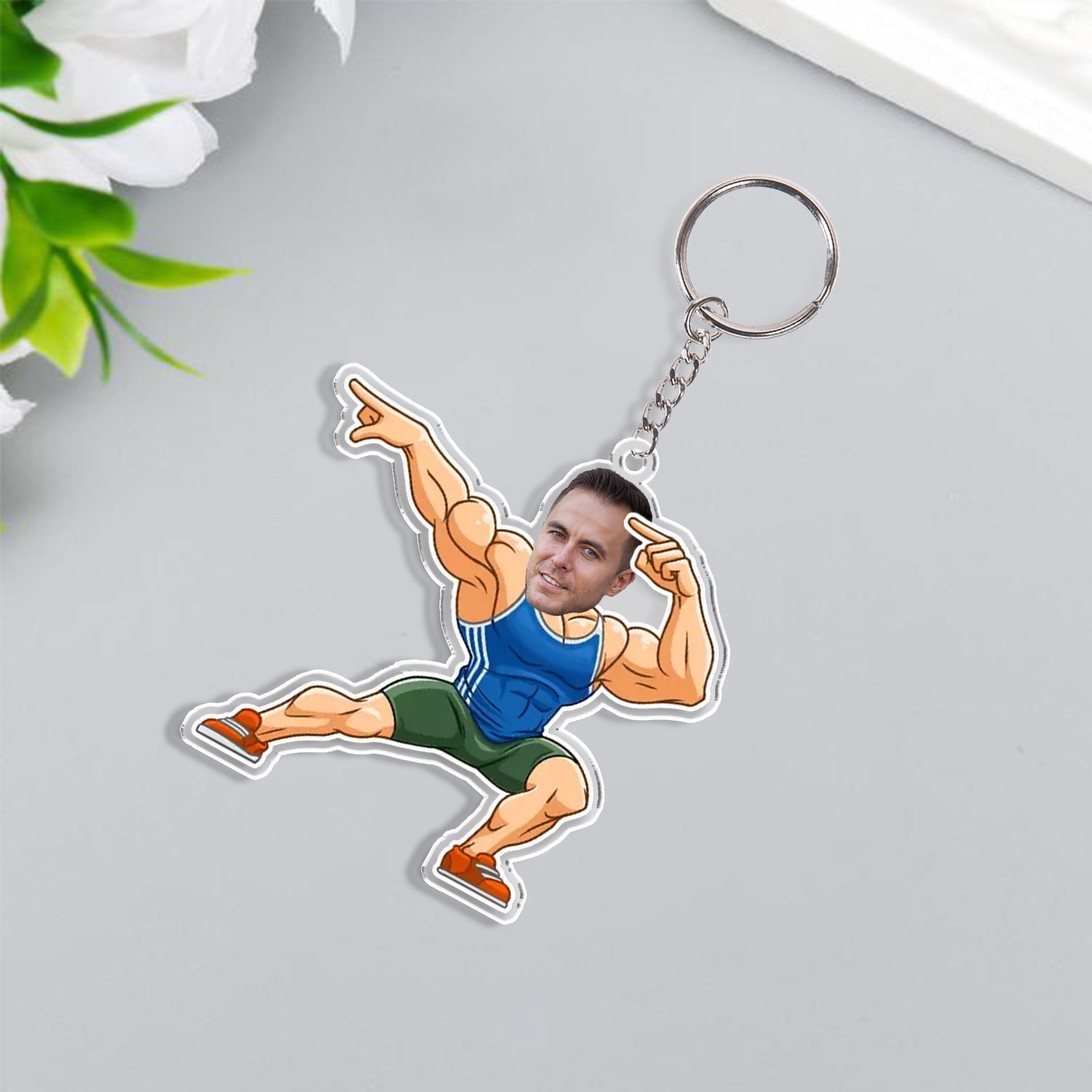 Custom Photo Acrylic Keychain Sport Man Funny Hanging Ornament Creative Personalised Gift for Him-Jessemade AU