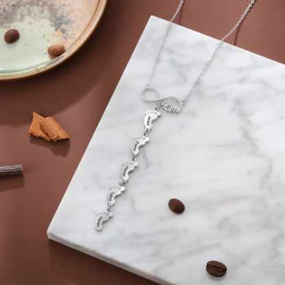Mother's Day Gifts Personalised Infinity Baby Feet Mother Necklace Engraved 5 Names Necklace Gifts For Mom-Jessemade AU