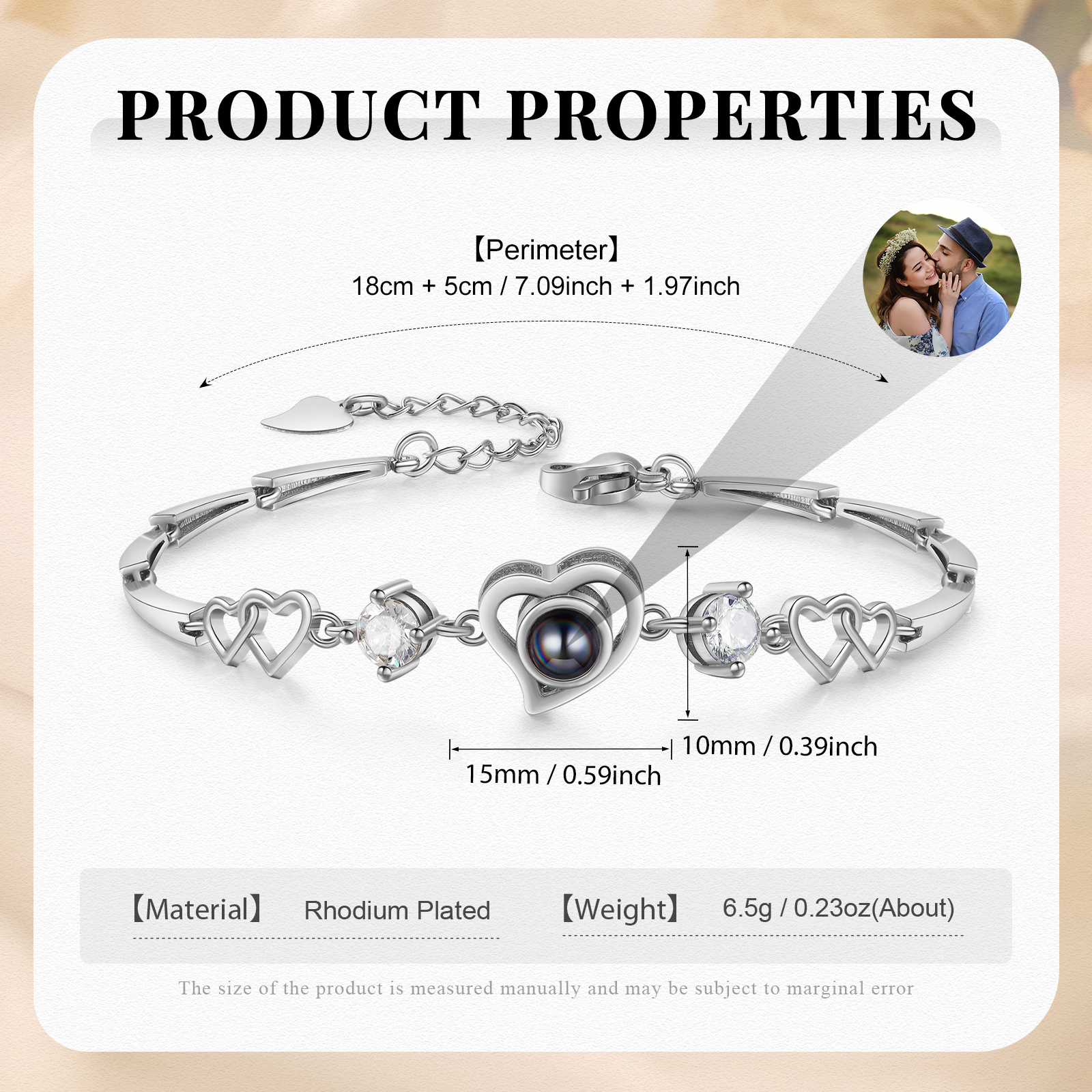 Personalised Projection Bracelet Custom Colourful Photo Bracelet Heart Adjustable Couple Bracelet Personalised Gift for Her-Jessemade AU