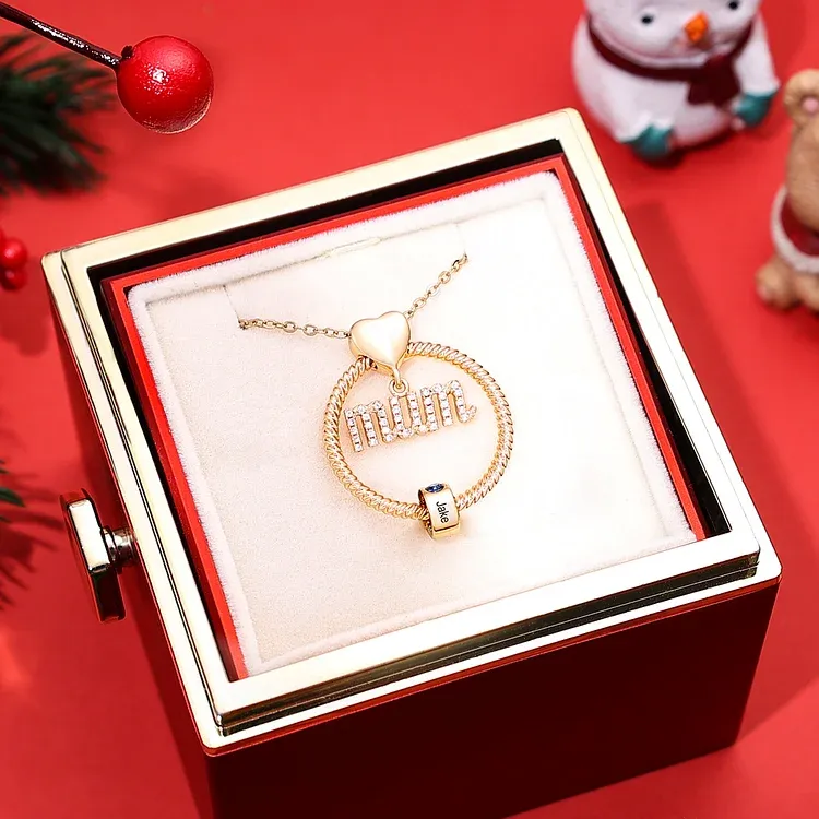 1 Name - Personalised Mum Circle Pendant Necklace Custom Name & Birthstone Necklace Gifts For Mum