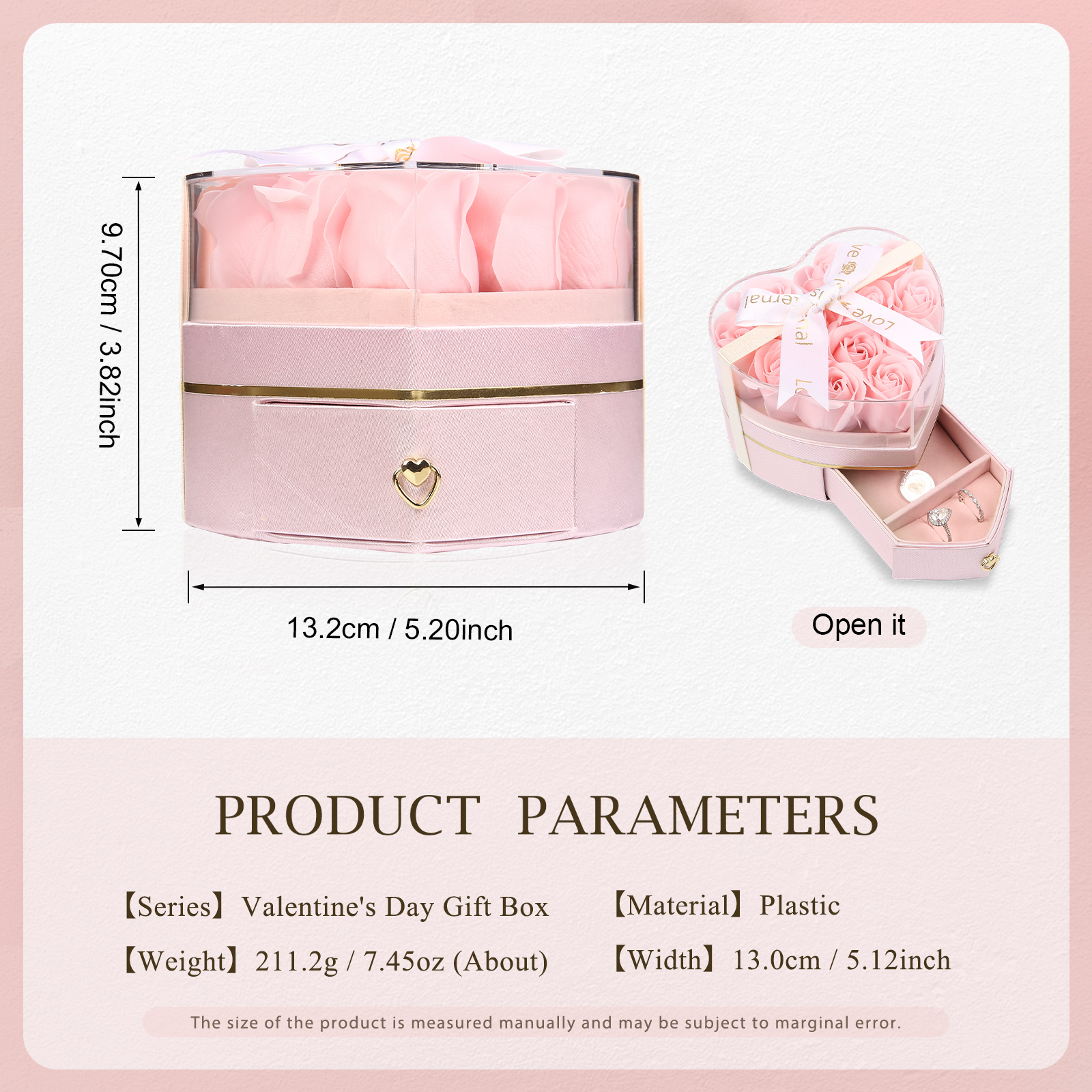 Rose Exquisite Jewelry Box Storage Box Valentine's Day Gift Packaging Box-Jessemade AU