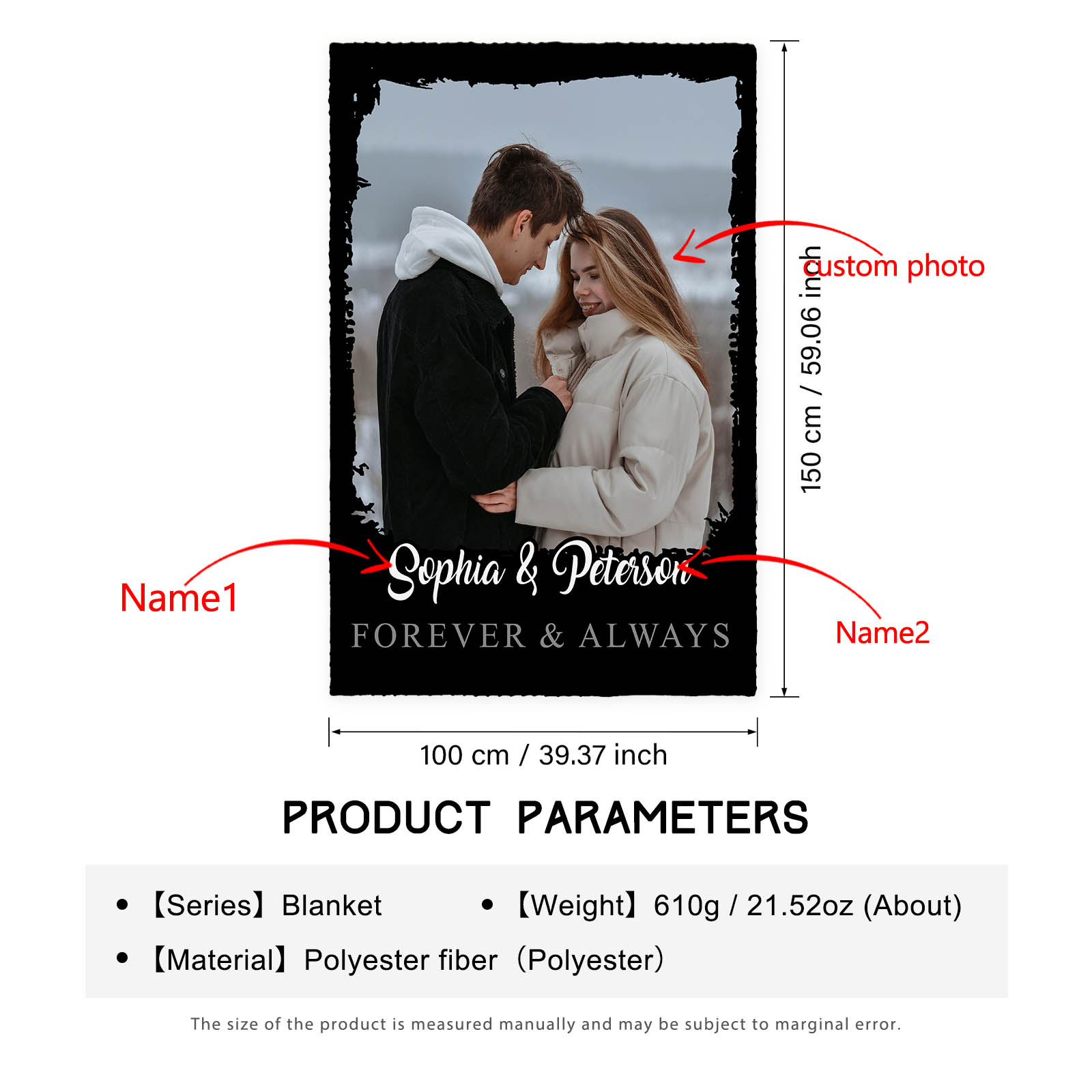 Personalised Couple Blanket Engrave Name Forever & Always Sweet Gift For Her-Jessemade AU